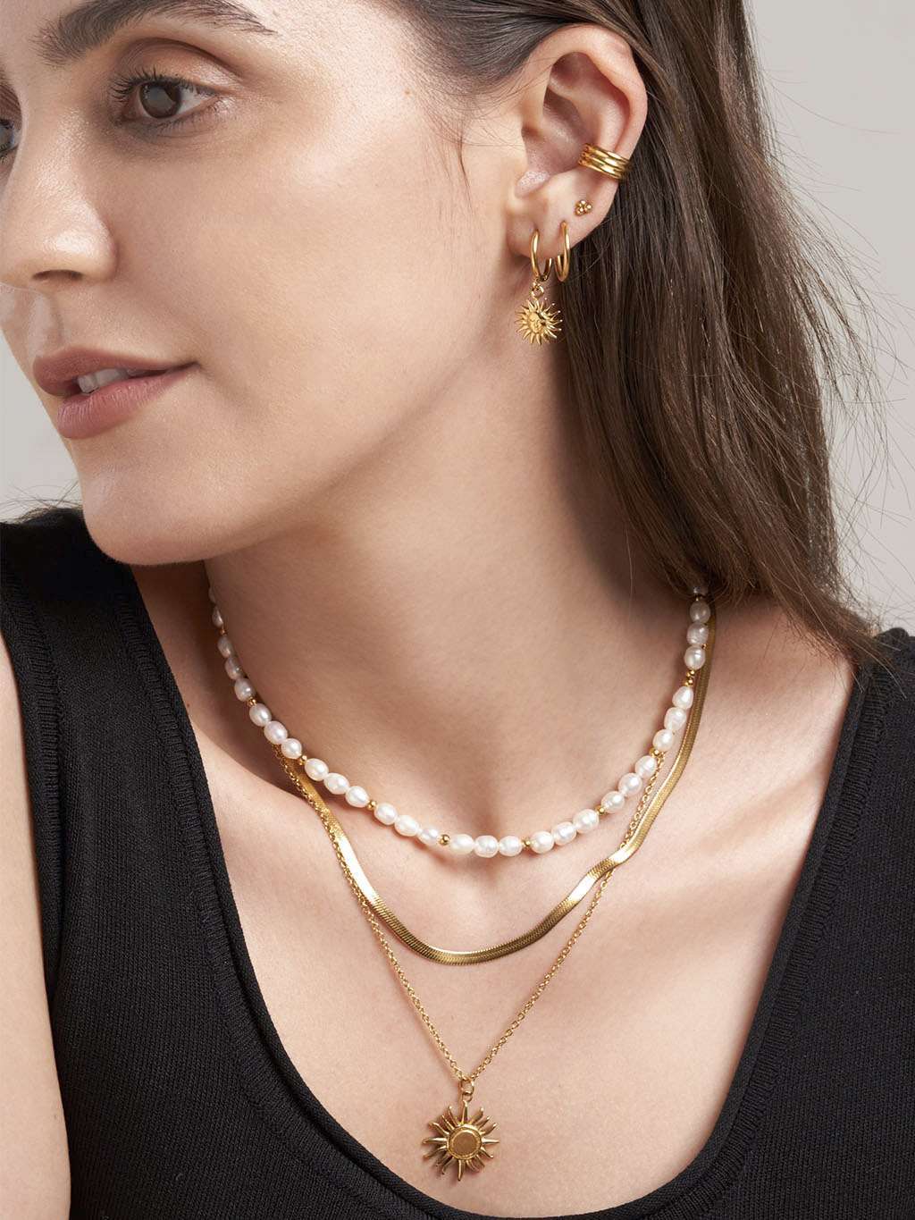 Sol Pearl Kette 18K Vergoldet - Dorose | Wasserfester Schmuck, 18K vergoldet