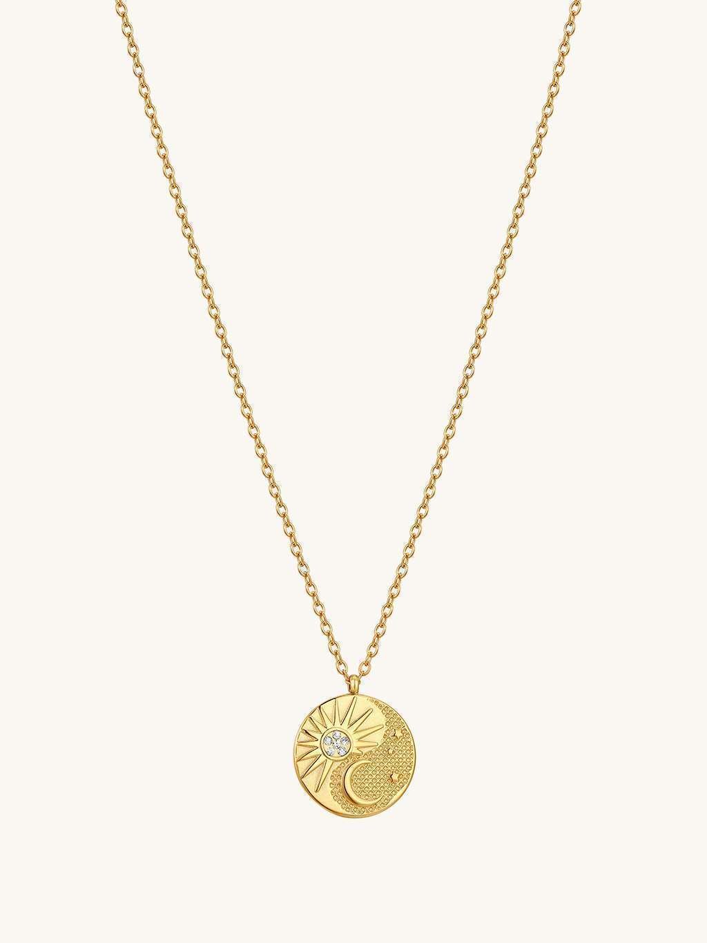 Sonne und Mond Anhänger Halskette Gold - Dorose | Wasserfester Schmuck, 18K vergoldet