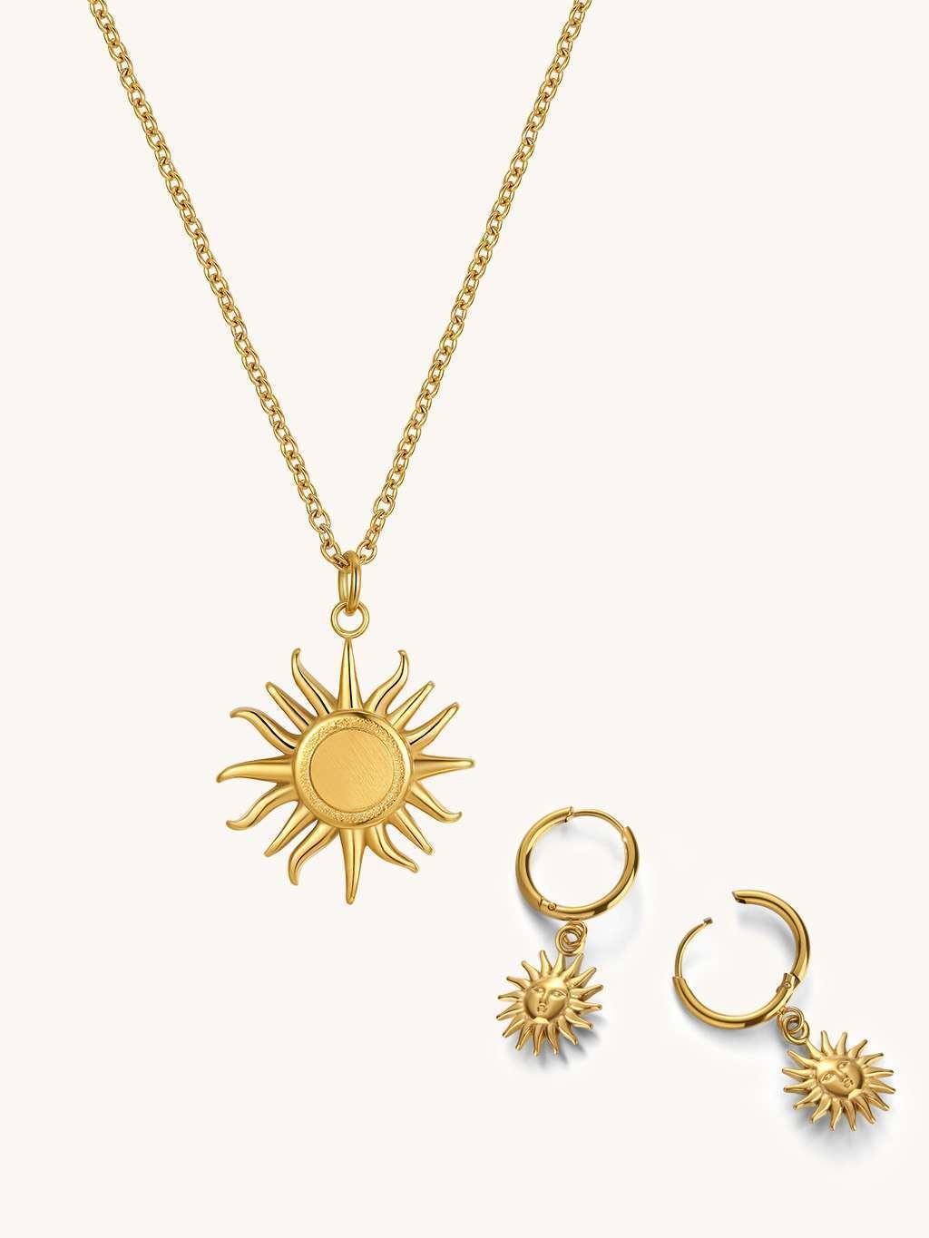 Sonnenlicht Halskette & Ohrringe Schmuck Set - Dorose | Wasserfester Schmuck, 18K vergoldet