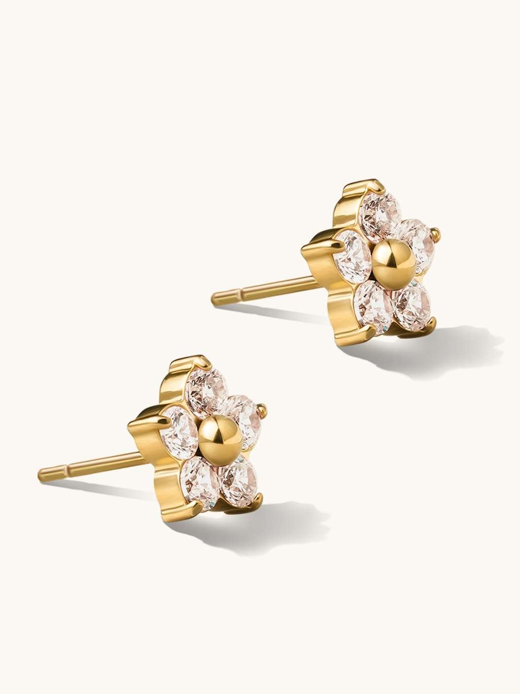 Sparkling Flower Ohrstecker Gold - Dorose | Wasserfester Schmuck, 18K vergoldet