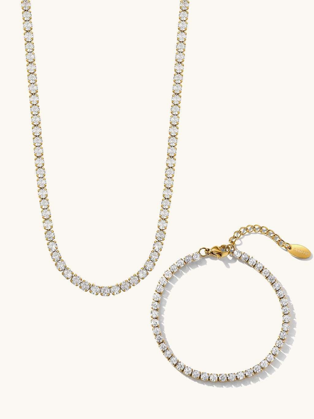 Sparkling Halskette & Armband Schmuck Set - Dorose | Wasserfester Schmuck, 18K vergoldet
