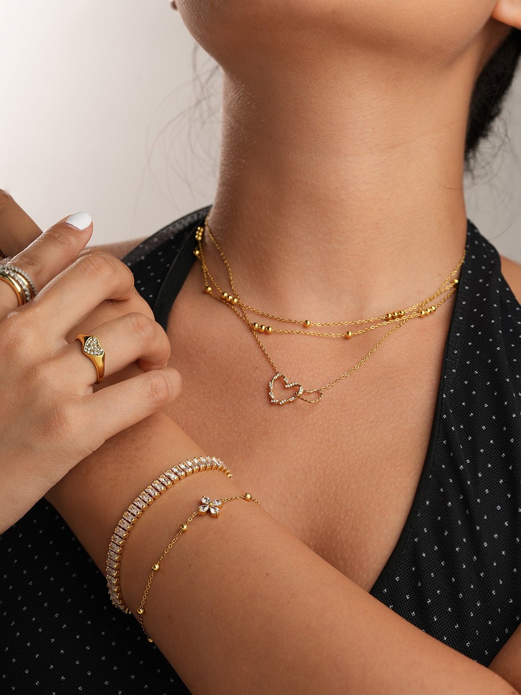 Sparkling Heart Ring Gold - Dorose | Wasserresistent, kein Verfärben
