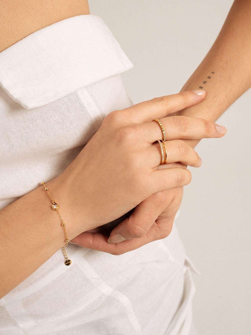 Sparkling Stacking Ring Gold - Dorose | Wasserfester Schmuck, 18K vergoldet