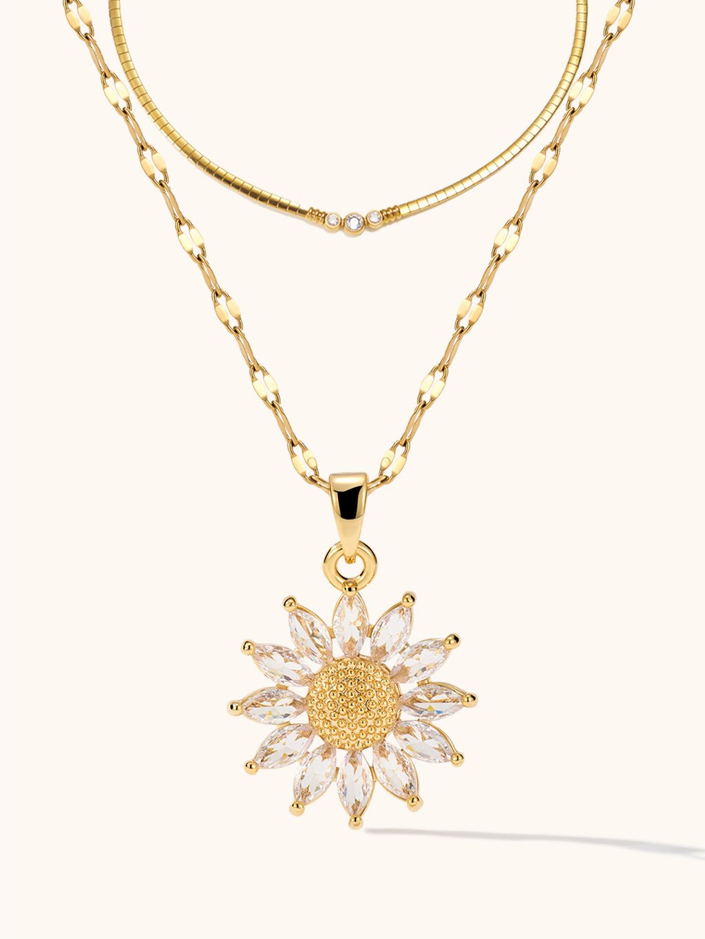 Sparkling Sunflower Kette Flat Snake Choker Kette Schmuck Set - Dorose | Wasserresistent, kein Verfärben