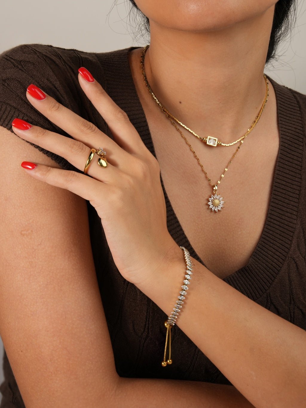 Sparkling Tennis Armband Gold Einstellbar - Dorose | Wasserresistent, kein Verfärben