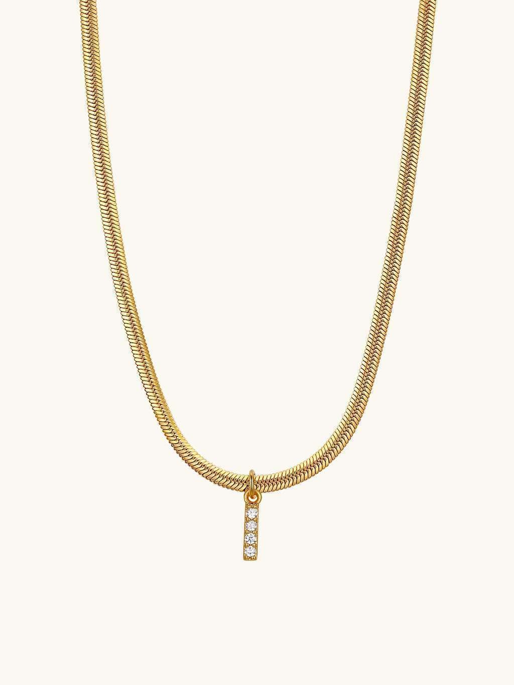 Sparkling Tiny Letter Schlangen Halskette Gold - Dorose | Wasserfester Schmuck, 18K vergoldet