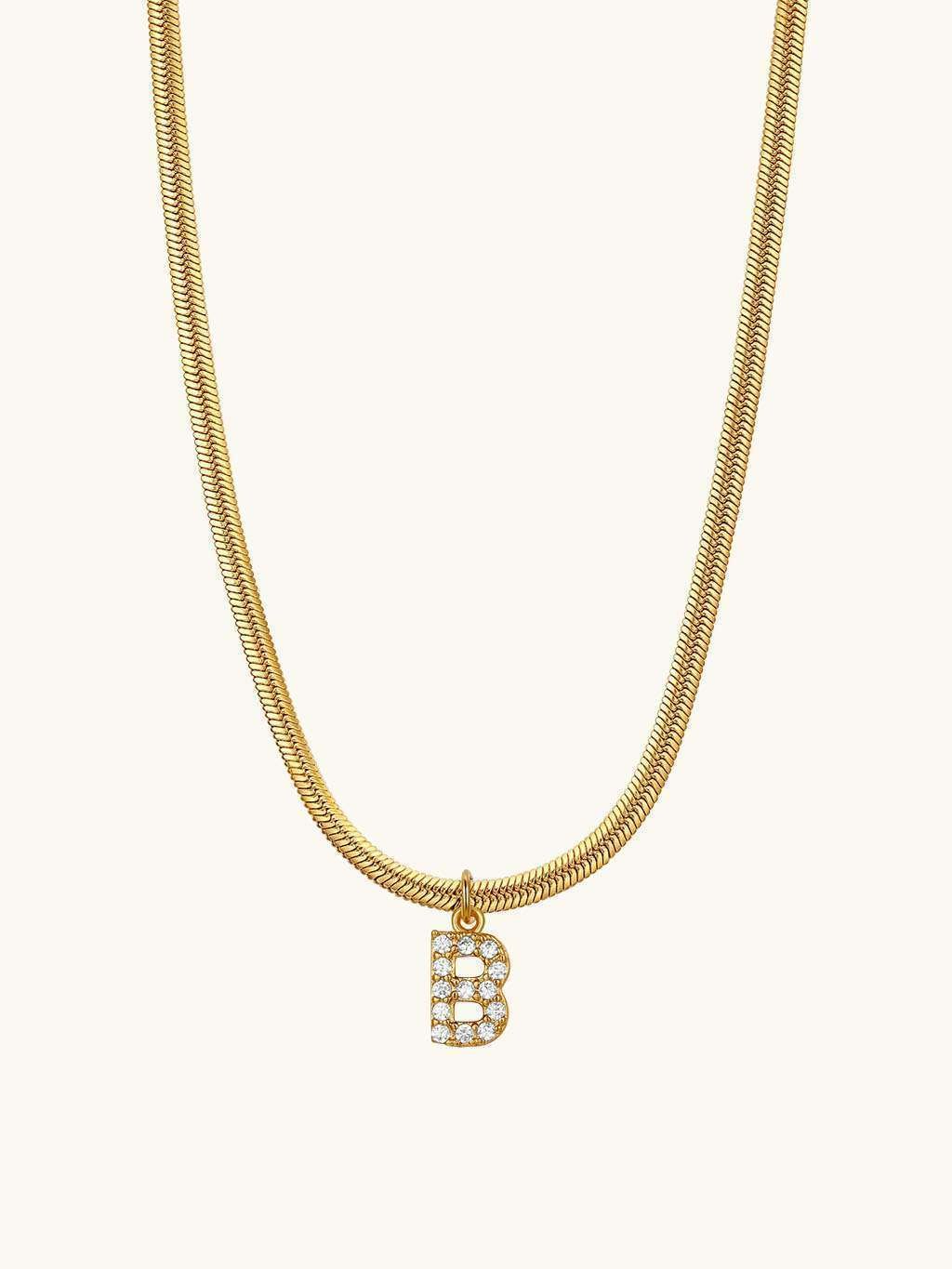 Sparkling Tiny Letter Schlangen Halskette Gold - Dorose | Wasserfester Schmuck, 18K vergoldet