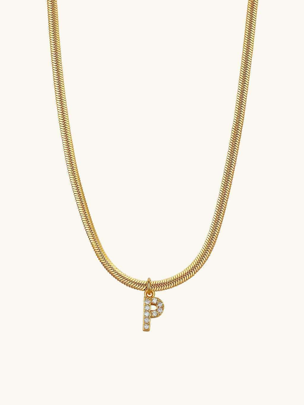 Sparkling Tiny Letter Schlangen Halskette Gold - Dorose | Wasserfester Schmuck, 18K vergoldet