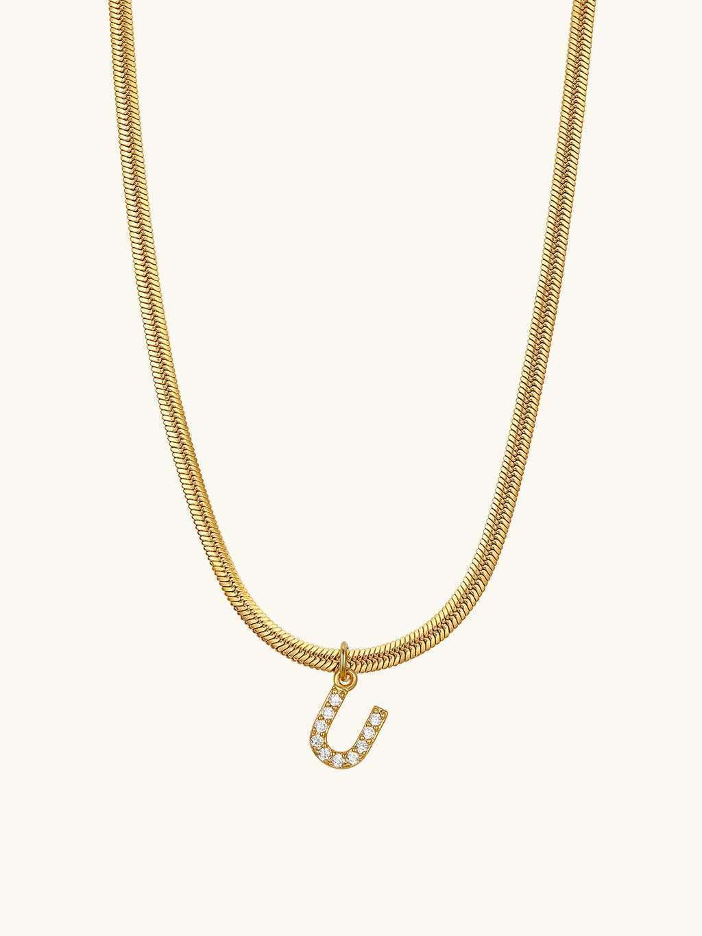 Sparkling Tiny Letter Schlangen Halskette Gold - Dorose | Wasserfester Schmuck, 18K vergoldet