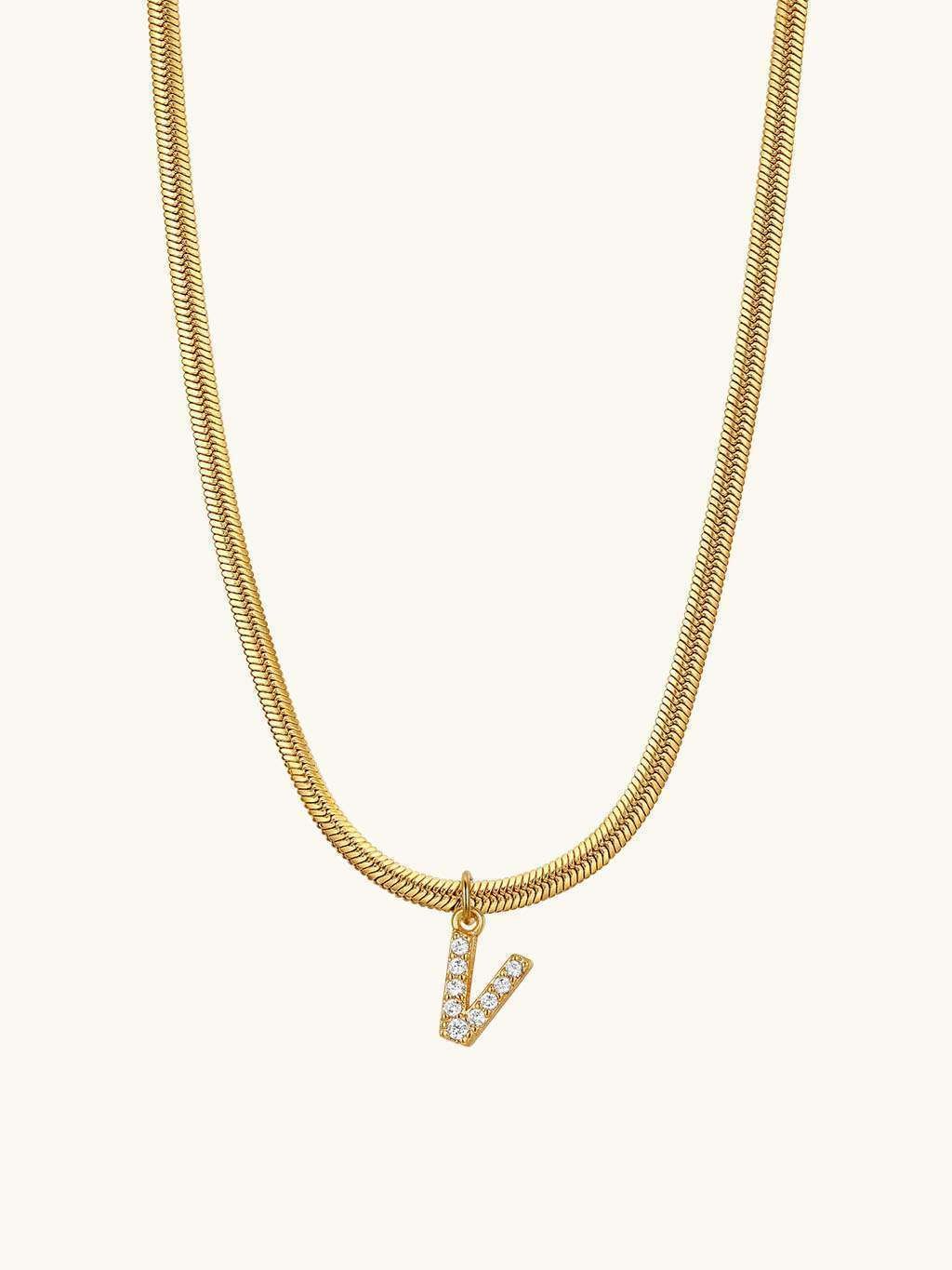 Sparkling Tiny Letter Schlangen Halskette Gold - Dorose | Wasserfester Schmuck, 18K vergoldet