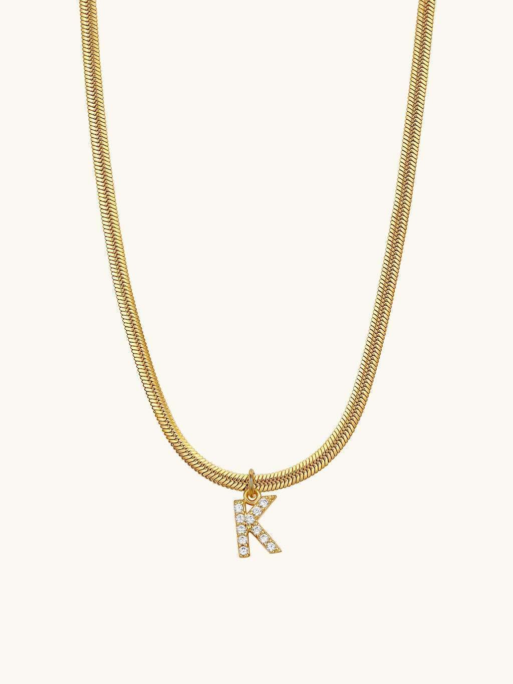 Sparkling Tiny Letter Schlangen Halskette Gold - Dorose | Wasserfester Schmuck, 18K vergoldet