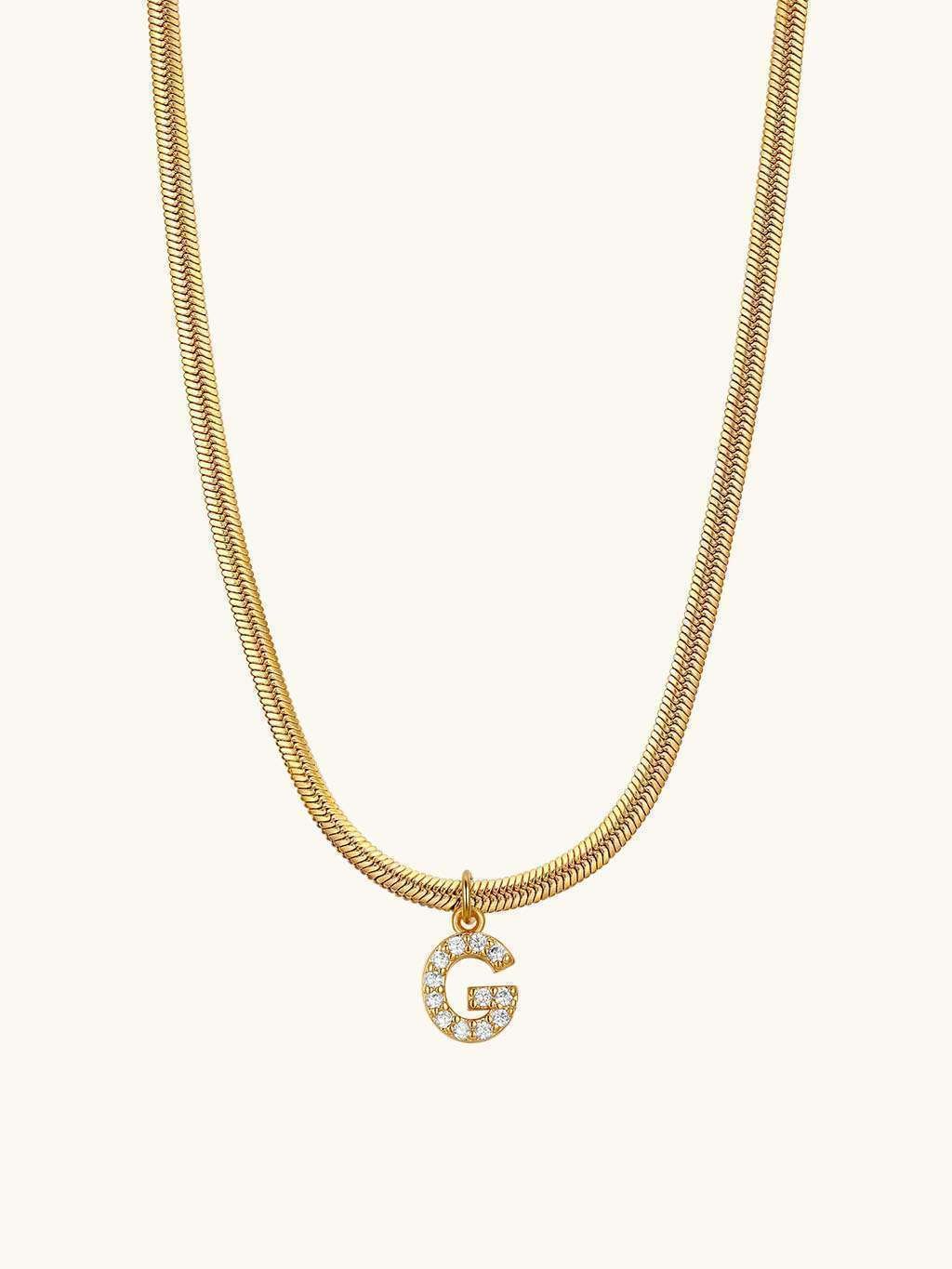 Sparkling Tiny Letter Schlangen Halskette Gold - Dorose | Wasserfester Schmuck, 18K vergoldet