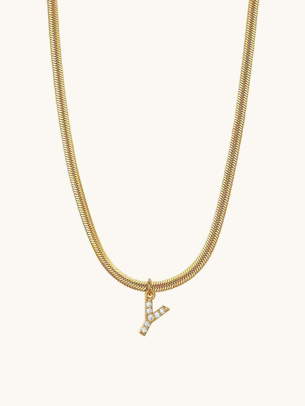 Sparkling Tiny Letter Schlangen Halskette Gold - Dorose | Wasserfester Schmuck, 18K vergoldet