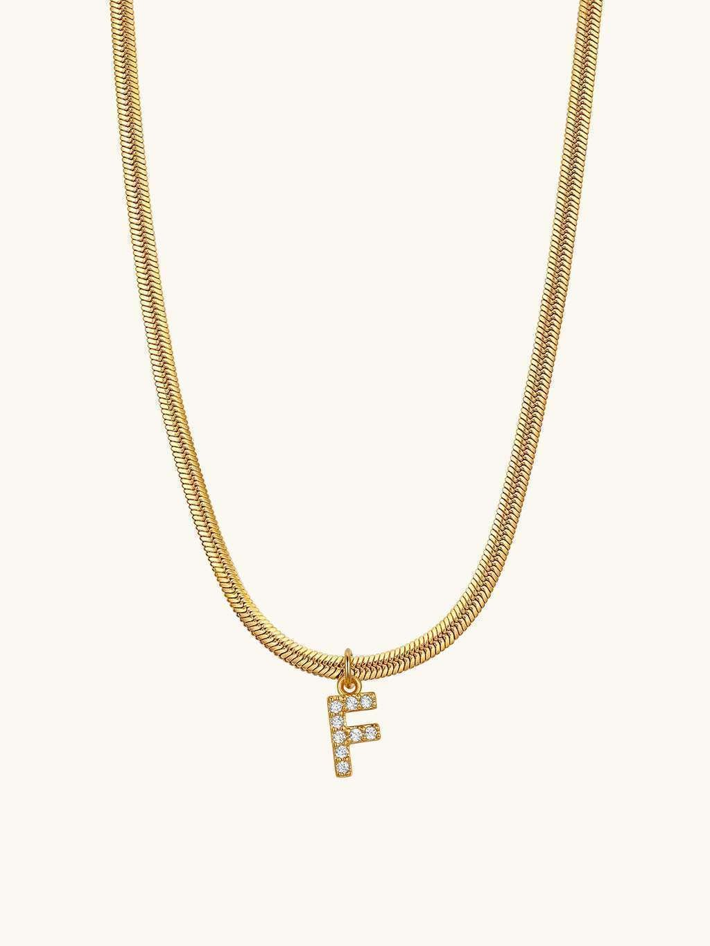Sparkling Tiny Letter Schlangen Halskette Gold - Dorose | Wasserfester Schmuck, 18K vergoldet