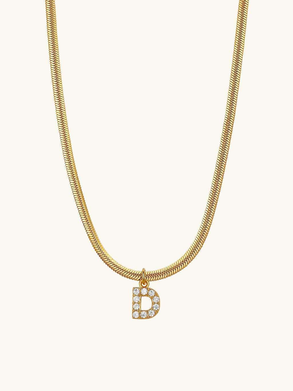 Sparkling Tiny Letter Schlangen Halskette Gold - Dorose | Wasserfester Schmuck, 18K vergoldet