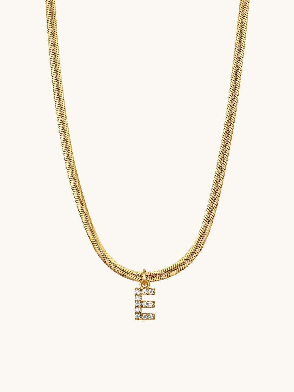 Sparkling Tiny Letter Schlangen Halskette Gold - Dorose | Wasserfester Schmuck, 18K vergoldet
