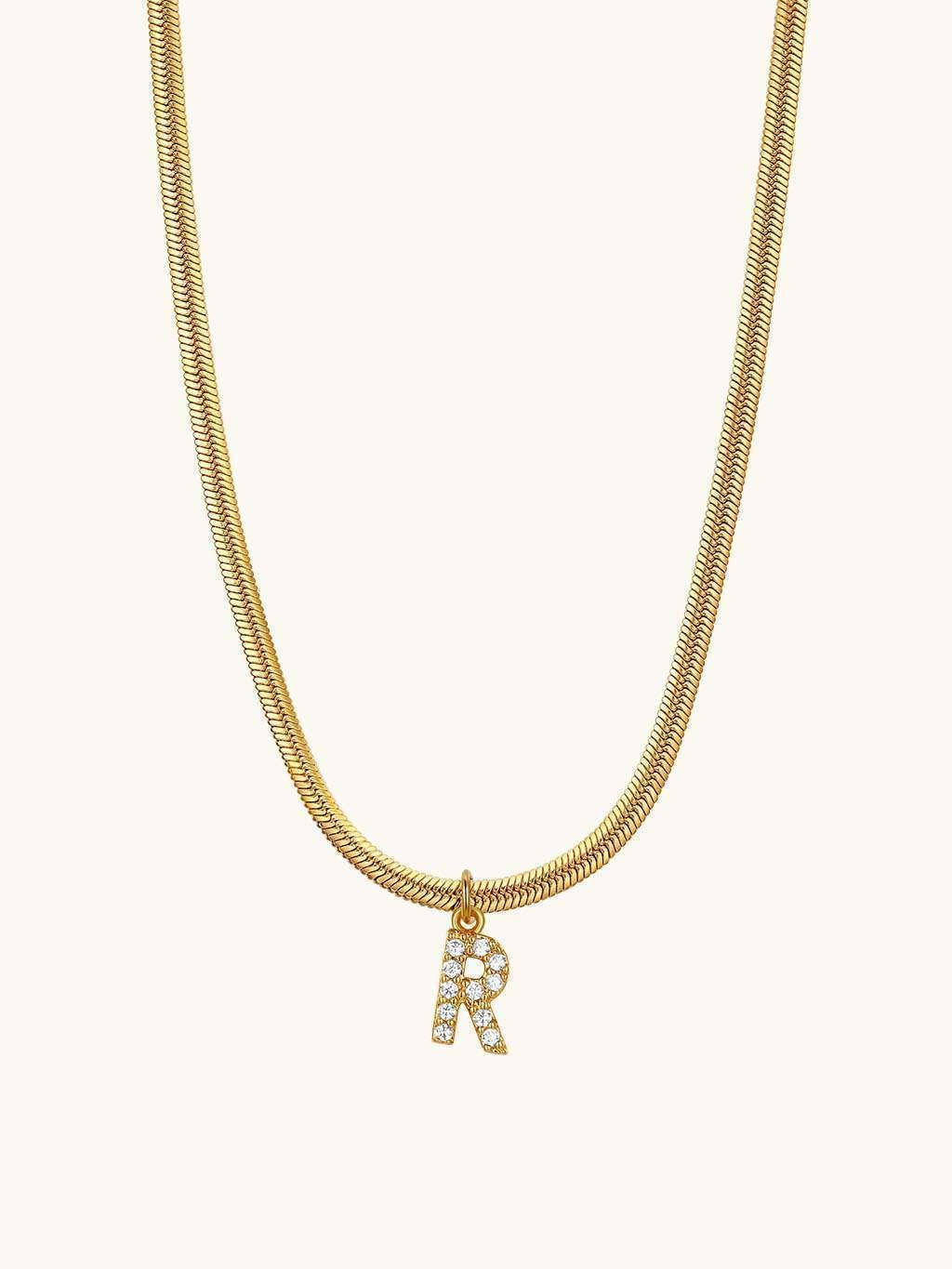Sparkling Tiny Letter Schlangen Halskette Gold - Dorose | Wasserfester Schmuck, 18K vergoldet