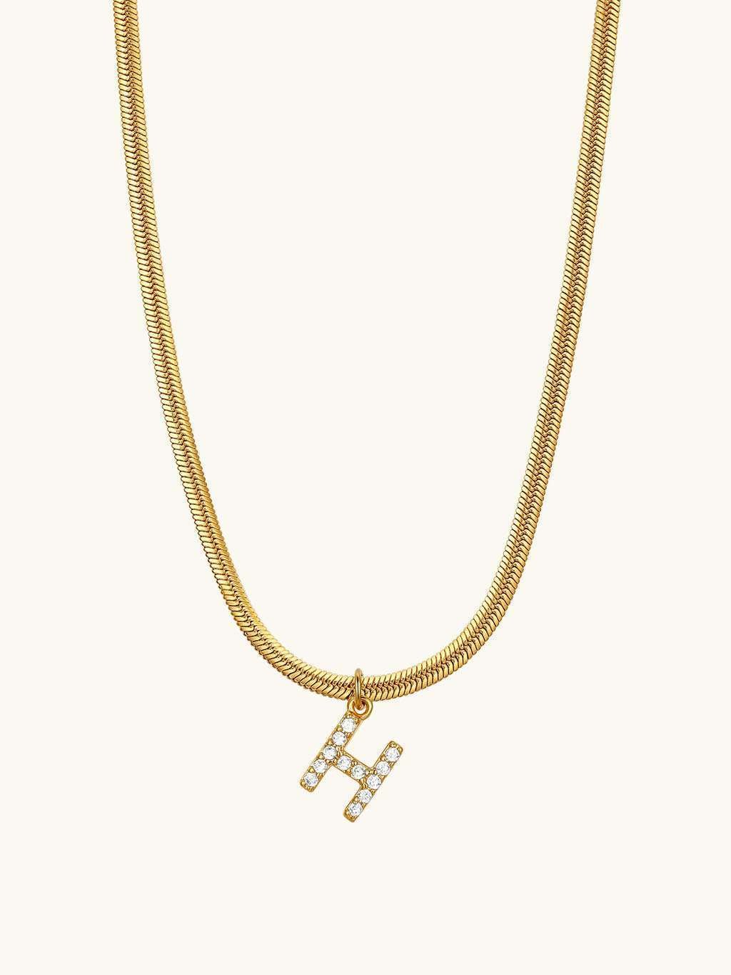 Sparkling Tiny Letter Schlangen Halskette Gold - Dorose | Wasserfester Schmuck, 18K vergoldet