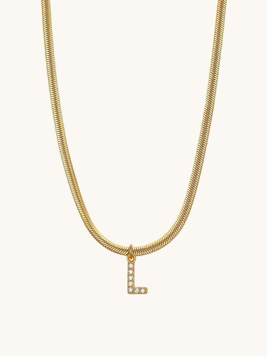 Sparkling Tiny Letter Schlangen Halskette Gold - Dorose | Wasserfester Schmuck, 18K vergoldet