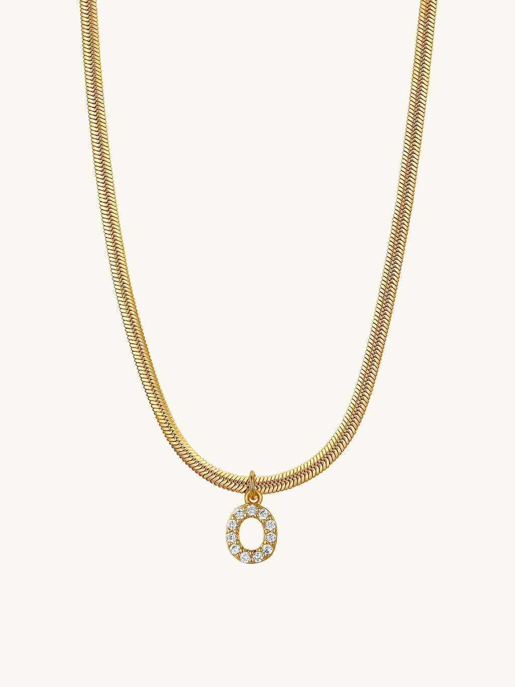 Sparkling Tiny Letter Schlangen Halskette Gold - Dorose | Wasserfester Schmuck, 18K vergoldet