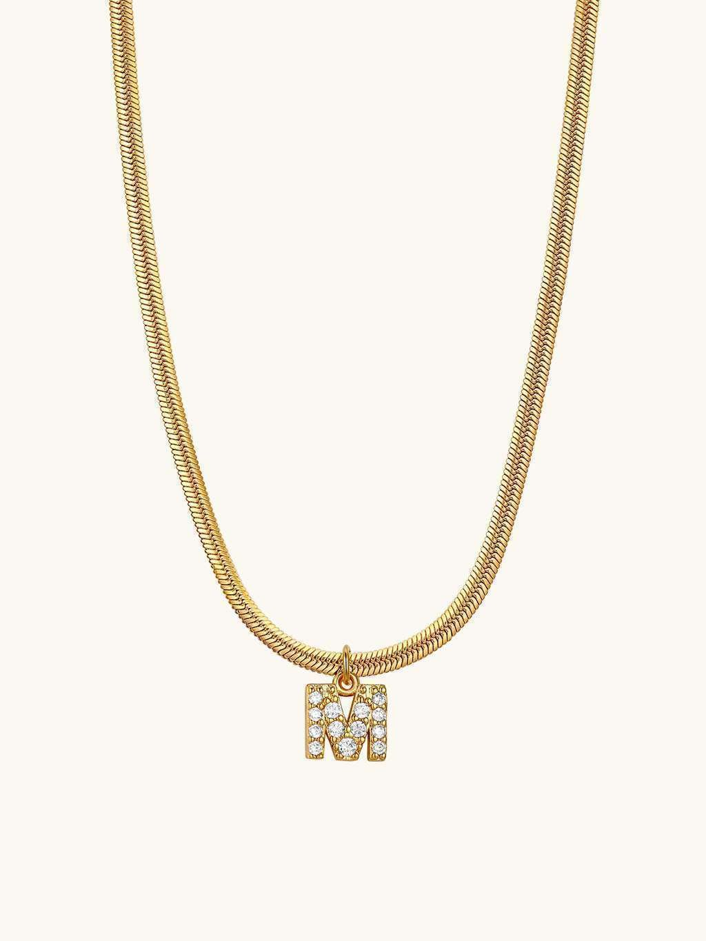 Sparkling Tiny Letter Schlangen Halskette Gold - Dorose | Wasserfester Schmuck, 18K vergoldet
