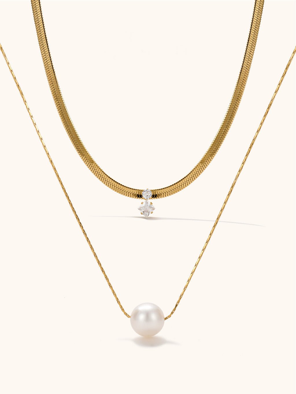 Spotlight and Pearl Kette Schmuck Set - Dorose | Wasserfester Schmuck