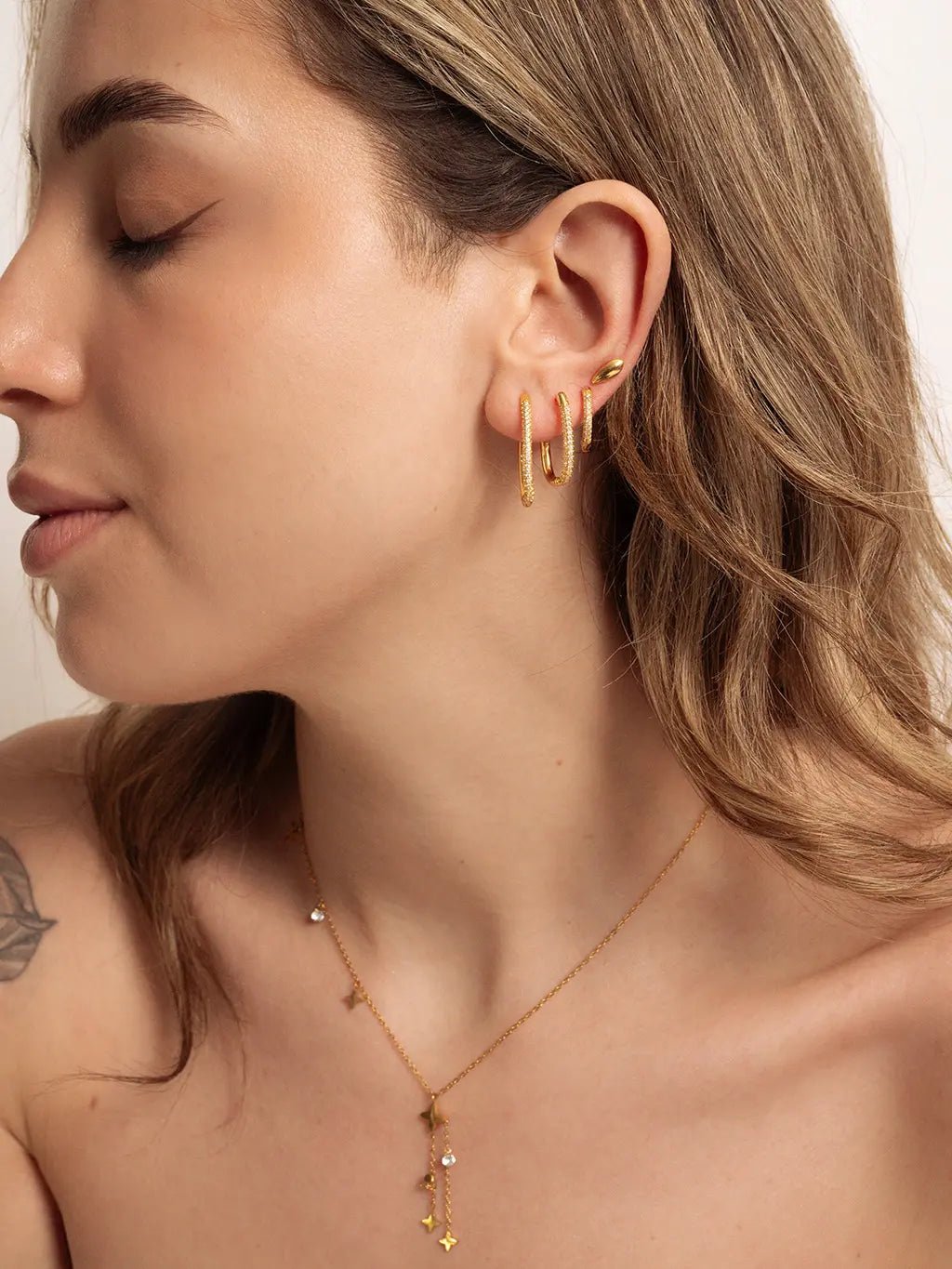 Square Hoop Ohrringe Gold Large - Dorose | Wasserfester Schmuck, 18K vergoldet