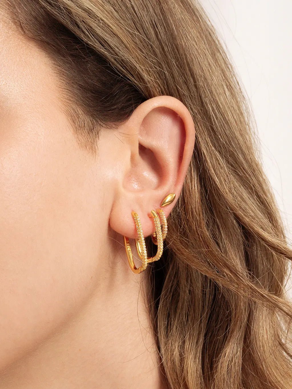 Square Hoop Ohrringe Gold Large - Dorose | Wasserfester Schmuck, 18K vergoldet