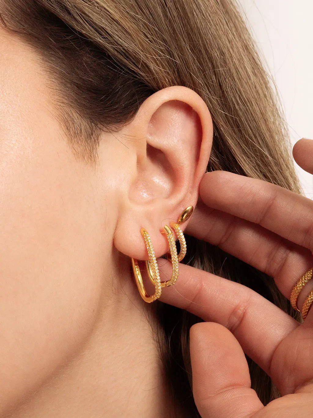 Square Hoop Ohrringe Gold Large - Dorose | Wasserfester Schmuck, 18K vergoldet
