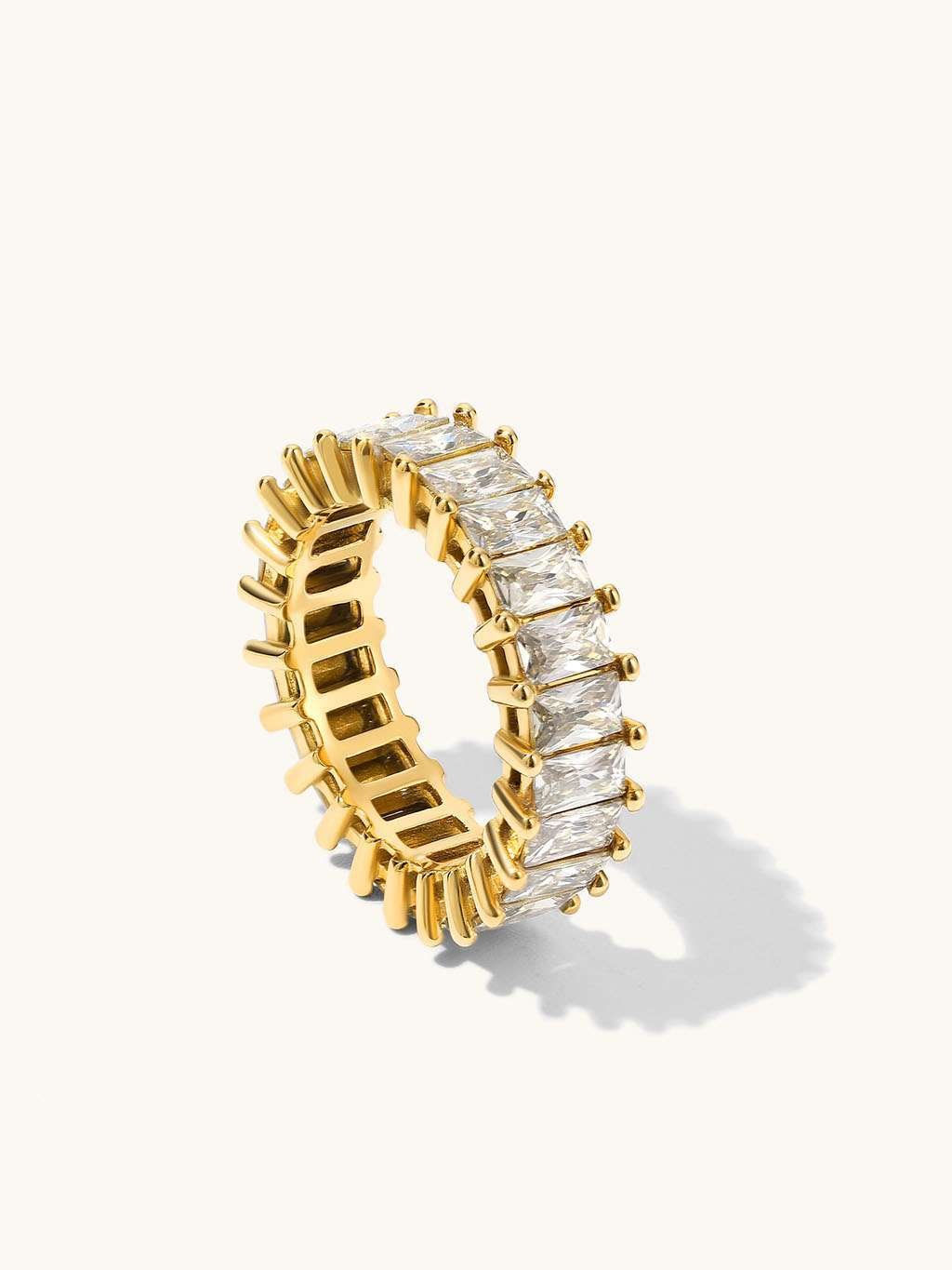Square Ring mit Zirkonia Gold - Dorose | Wasserfester Schmuck, 18K vergoldet