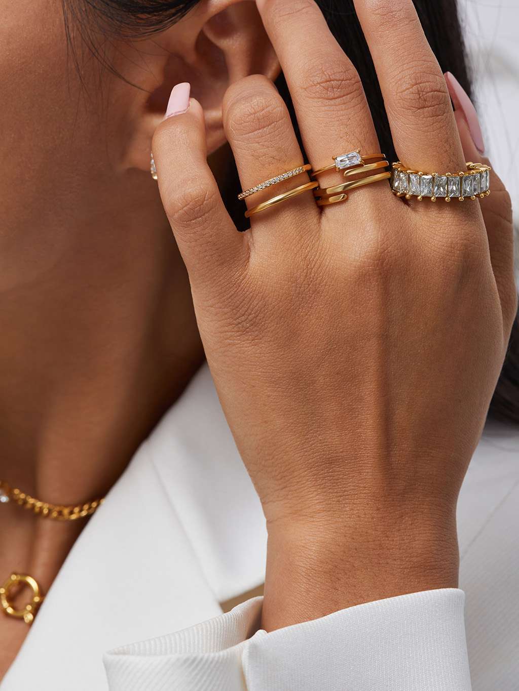 Square Ring mit Zirkonia Gold - Dorose | Wasserfester Schmuck, 18K vergoldet