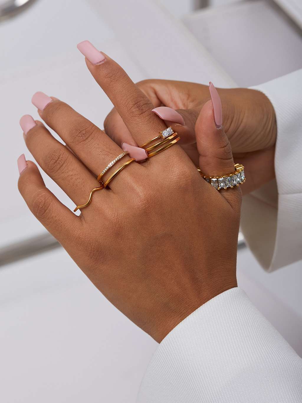 Square Ring mit Zirkonia Gold - Dorose | Wasserfester Schmuck, 18K vergoldet