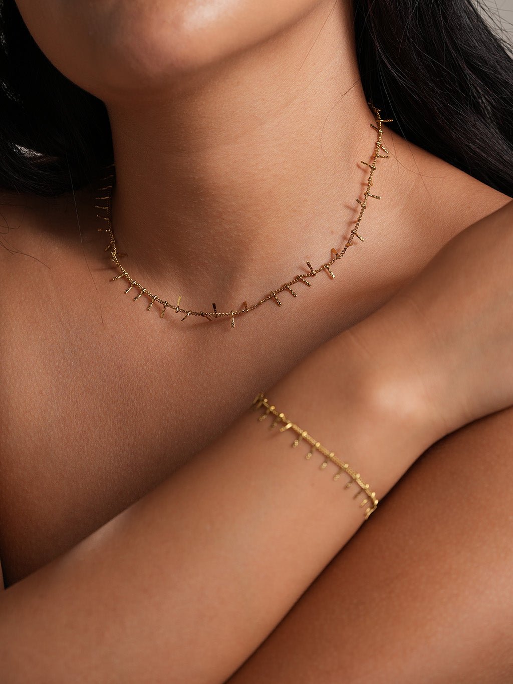 Stäbchen - Punkt Armband Gold - Dorose | Wasserresistent, kein Verfärben