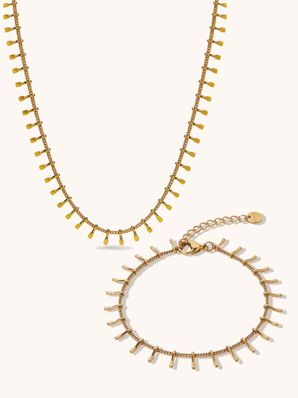 Stäbchen-Punkt Kette & Armband Schmuck Set - Dorose | Wasserresistent, kein Verfärben