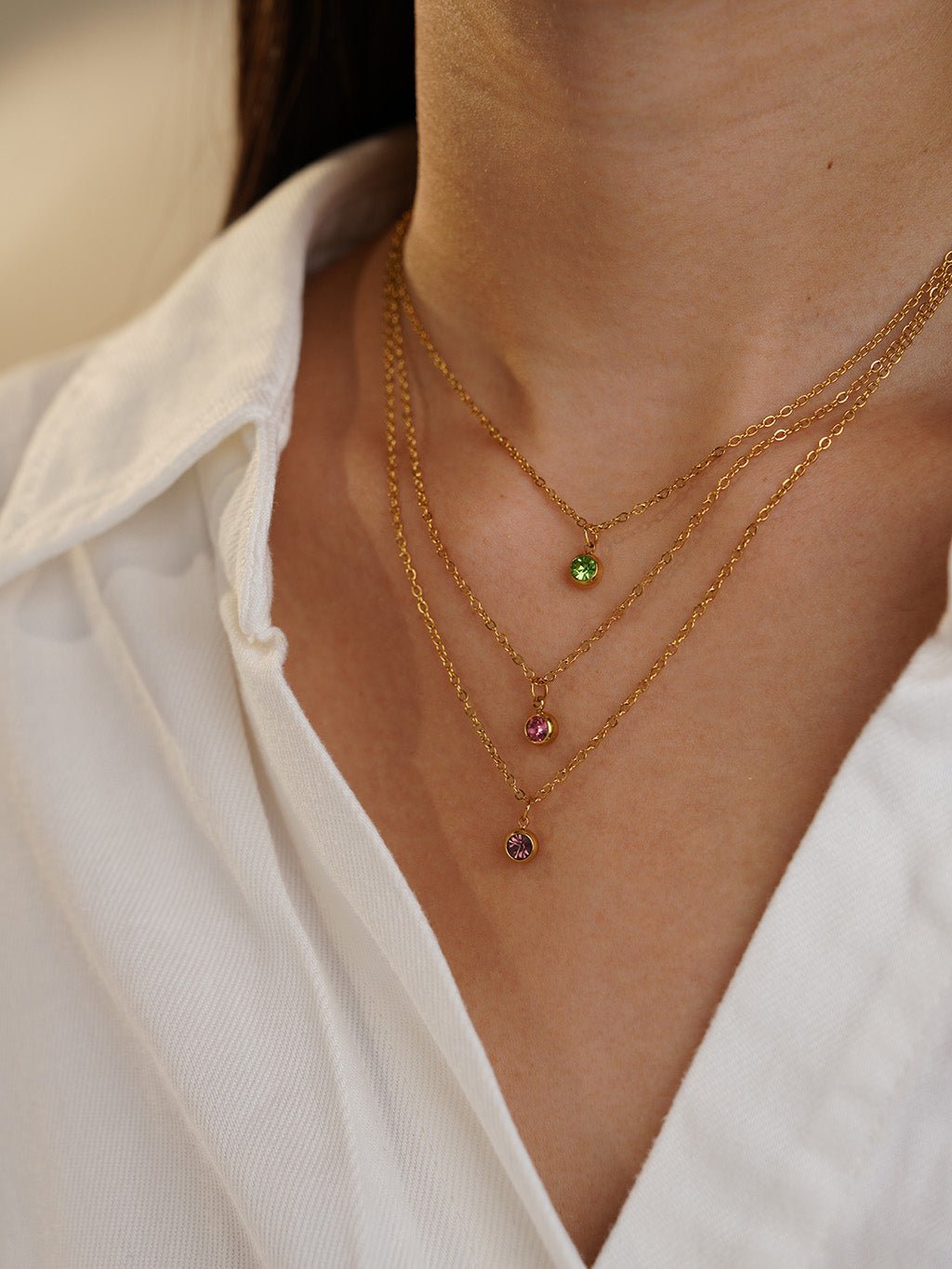 Stellar Halskette mit Grün Zirkonia Gold - Dorose | Wasserresistent, kein Verfärben