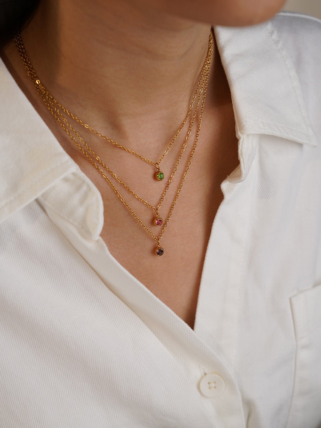 Stellar Halskette mit Grün Zirkonia Gold - Dorose | Wasserresistent, kein Verfärben