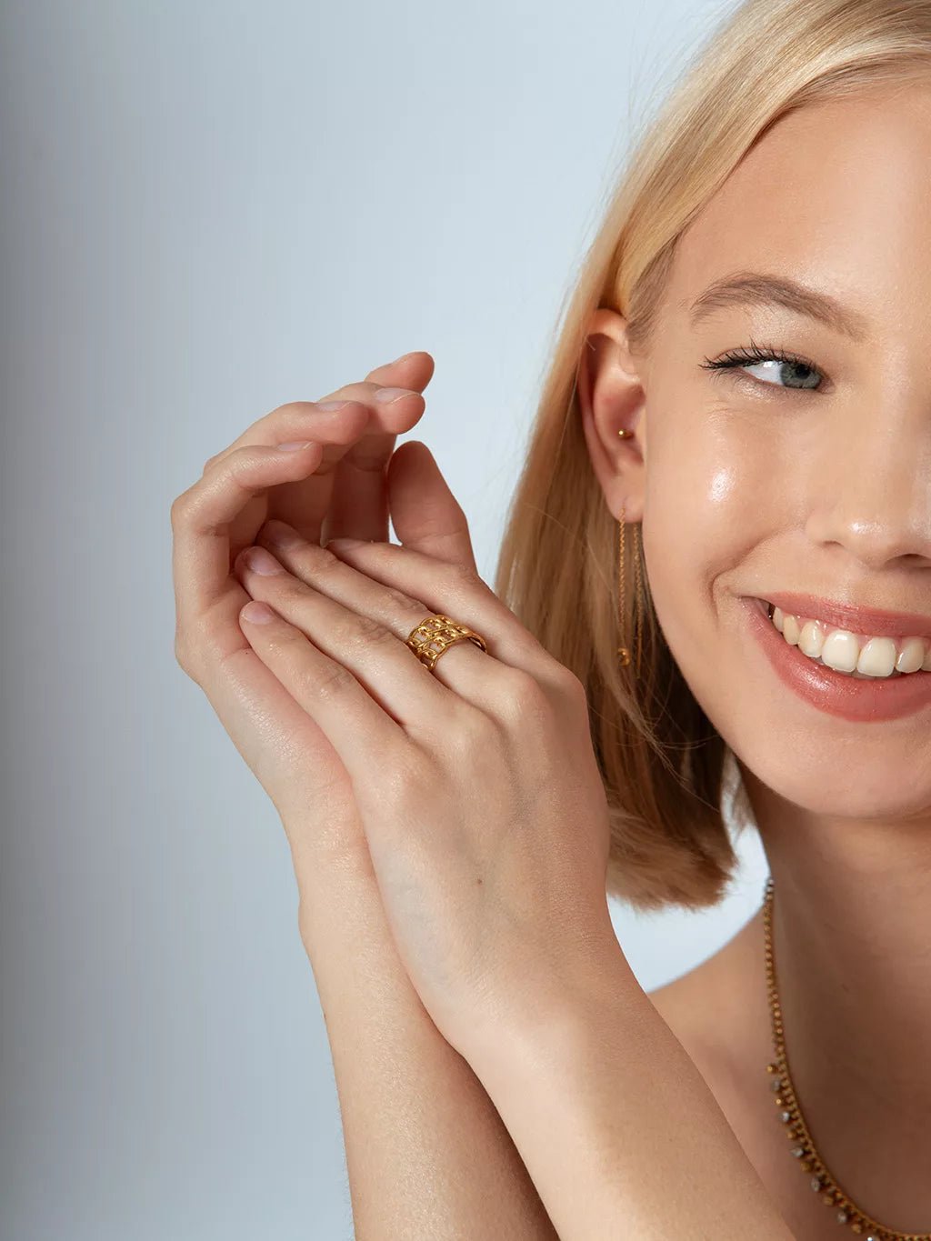 Strong Bond Verstellbarer Ring Gold - Dorose | Wasserresistent, kein Verfärben