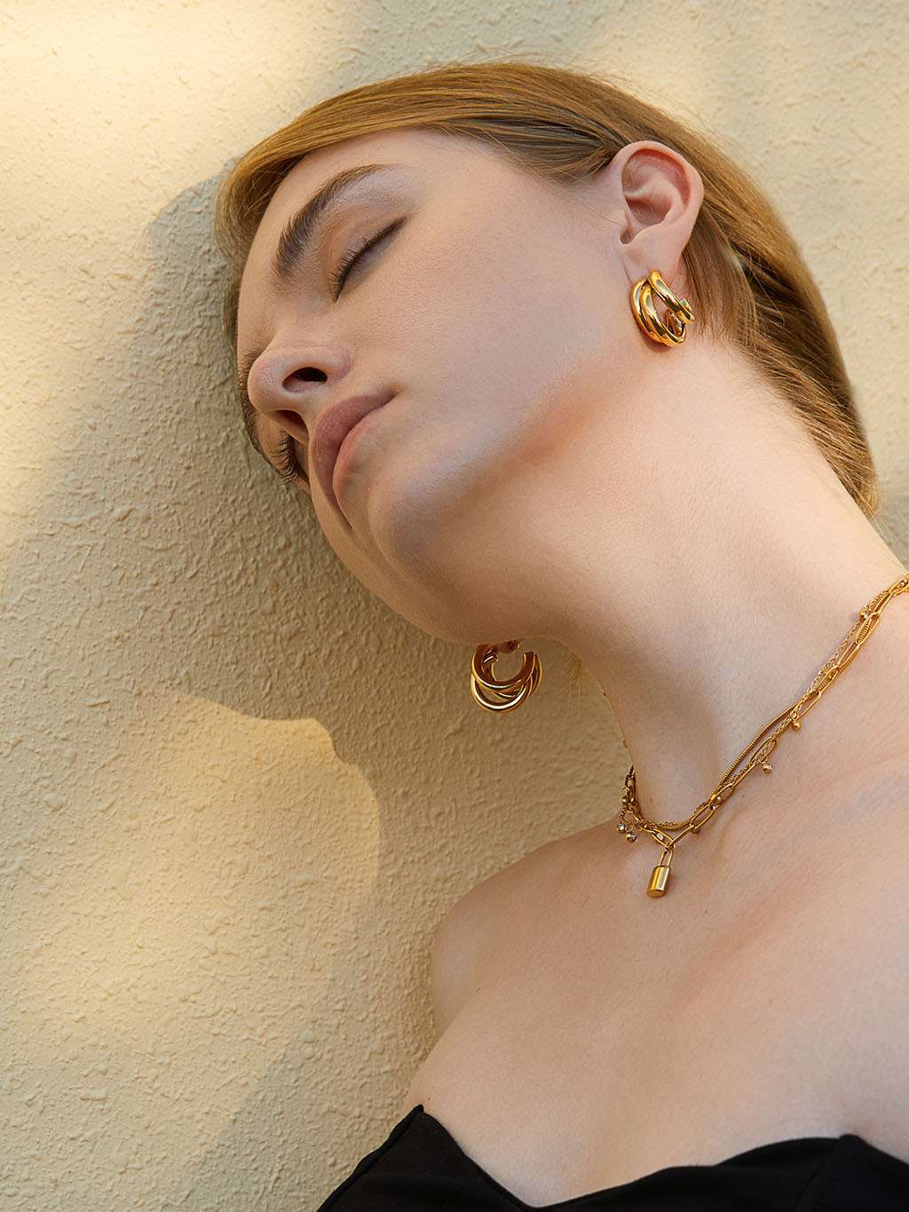 Sugar Ohrringe & Triple Illusion Ohrringe Gold Schmuck Set - Dorose | Wasserfester Schmuck, 18K vergoldet