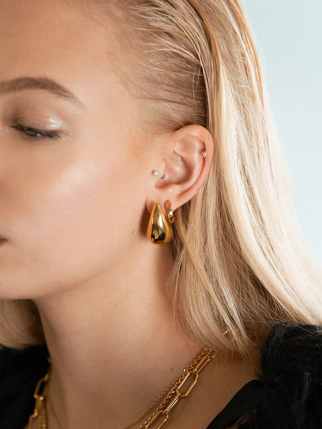 Sugar Ohrringe & Triple Illusion Ohrringe Gold Schmuck Set - Dorose | Wasserfester Schmuck, 18K vergoldet