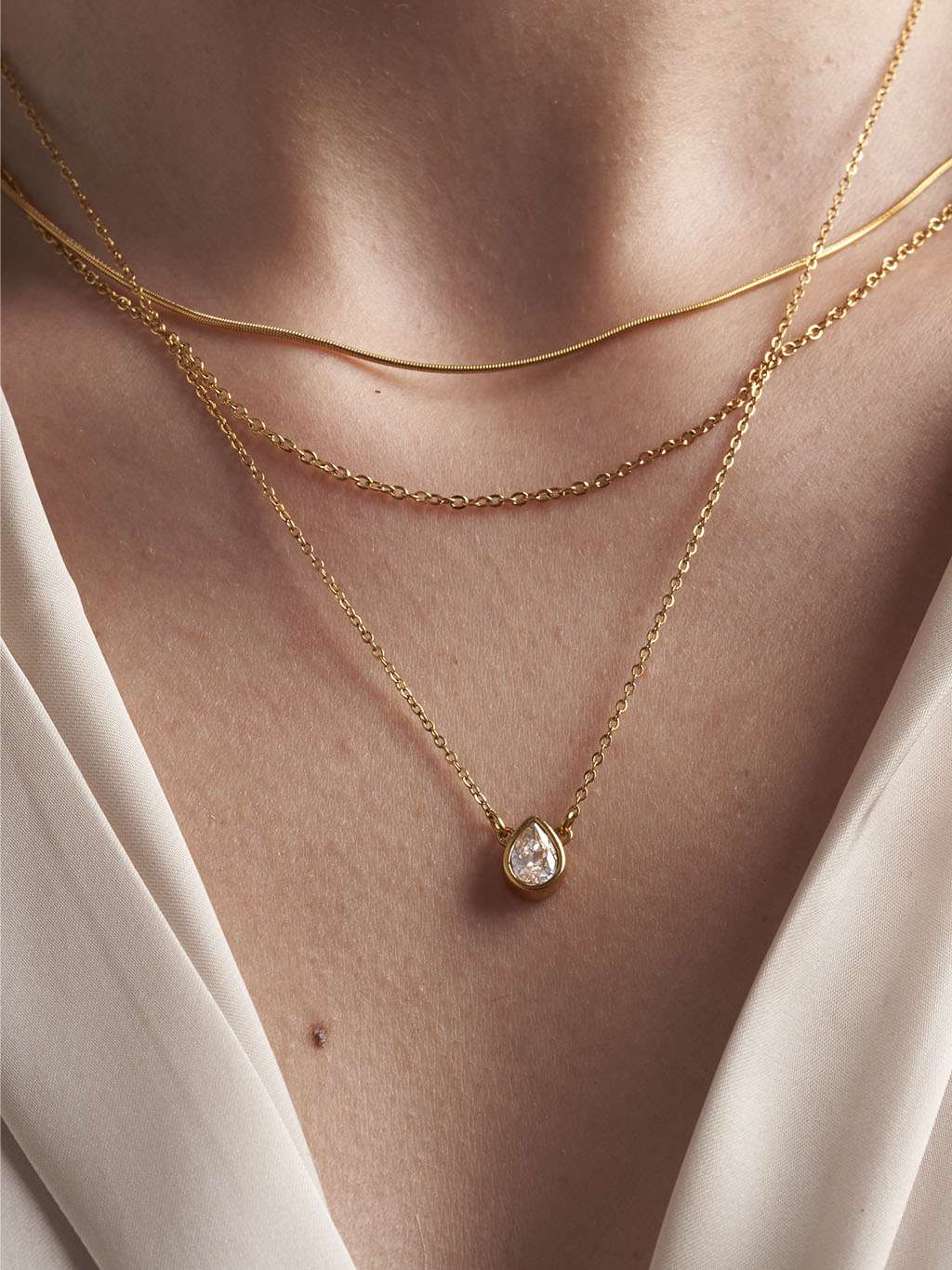 Tear Dorp Halskette Gold - Dorose | Wasserfester Schmuck, 18K vergoldet
