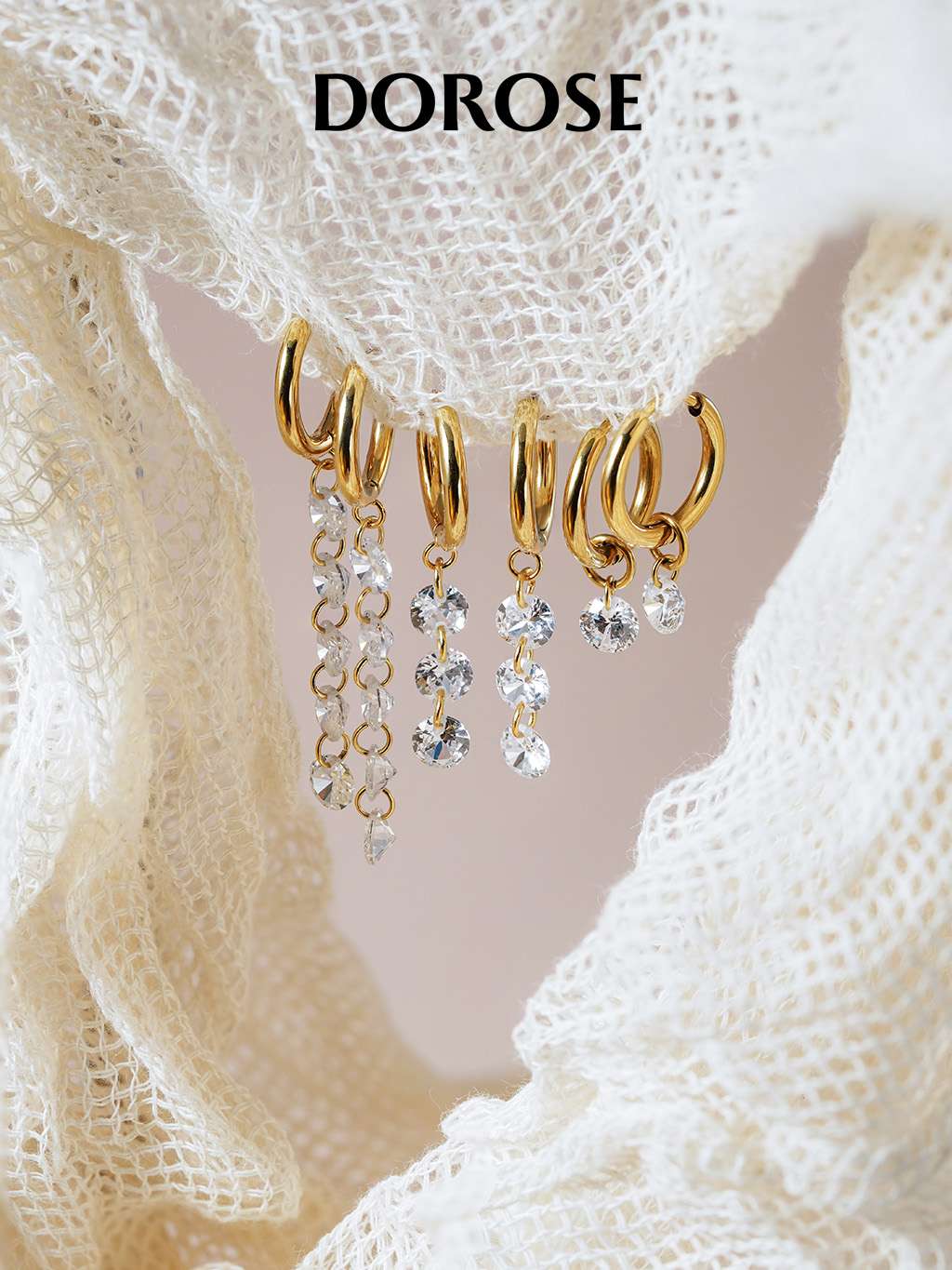 Three Shining Stars Hoop Ohrringe Gold - Dorose | Wasserfester Schmuck, 18K vergoldet
