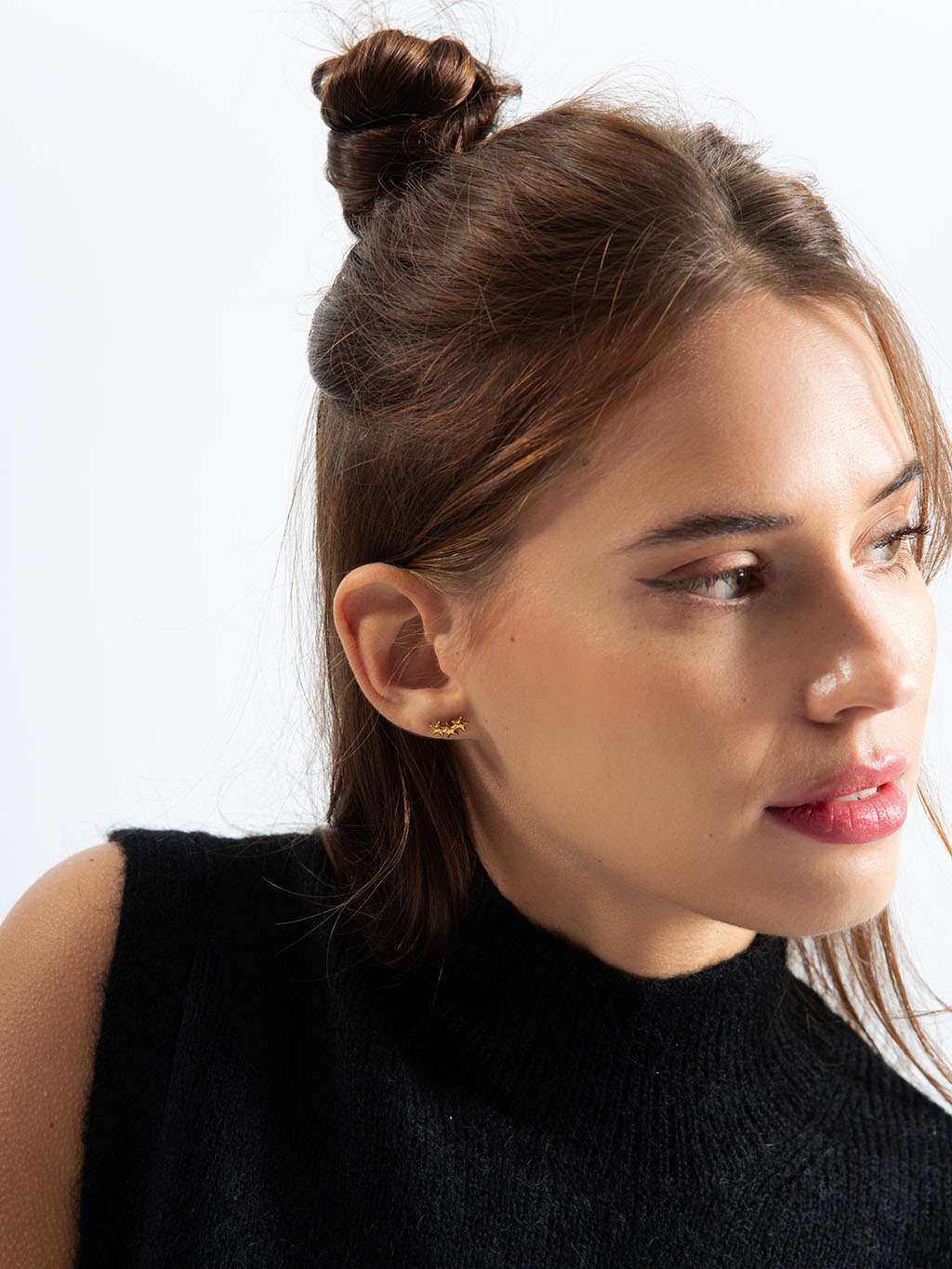 Three Star Ohrstecker Gold - Dorose | Wasserfester Schmuck, 18K vergoldet