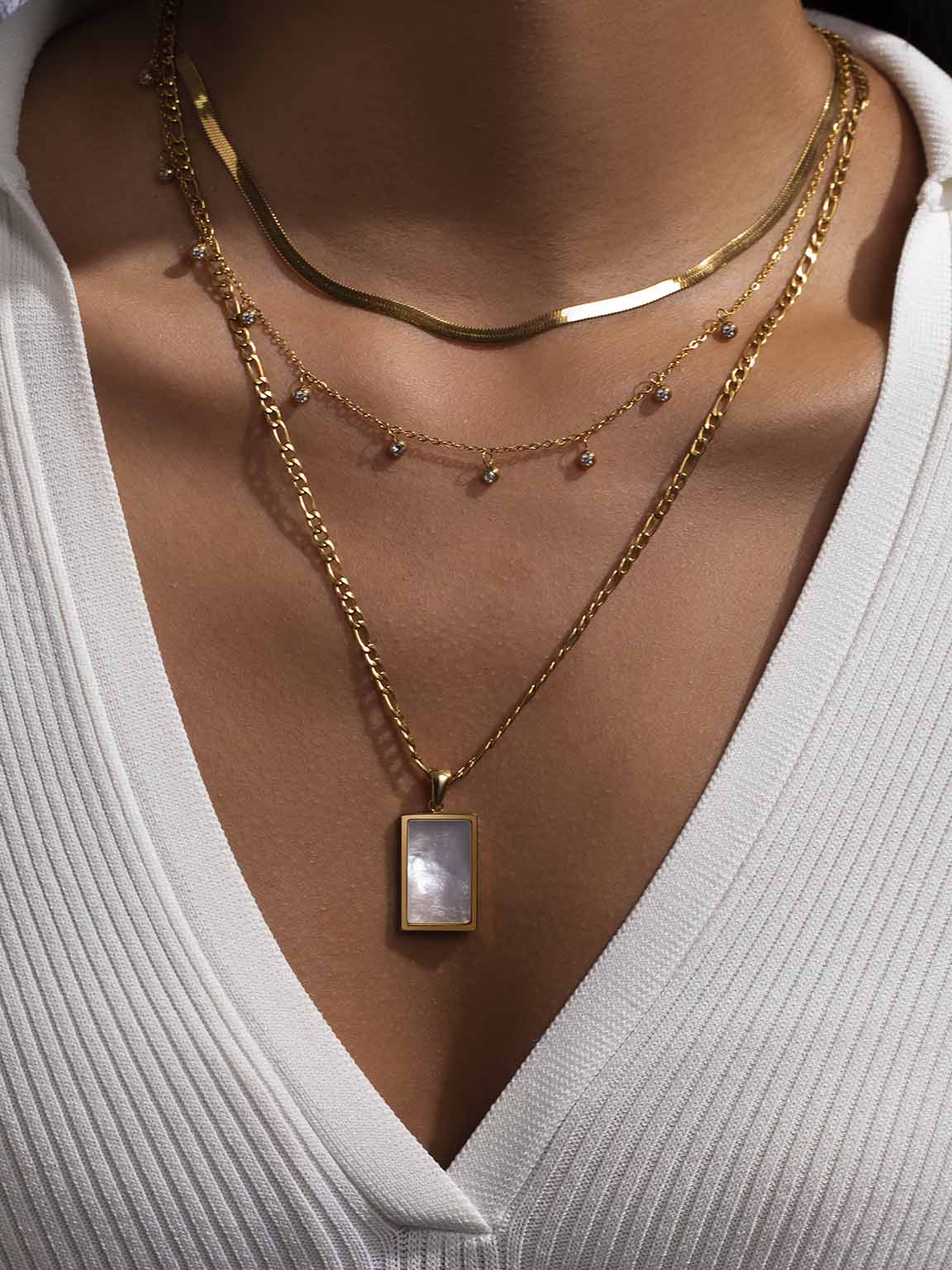 Traumhafter Spiegelreflexion - Halskette Gold - Dorose | Wasserfester Schmuck, 18K vergoldet