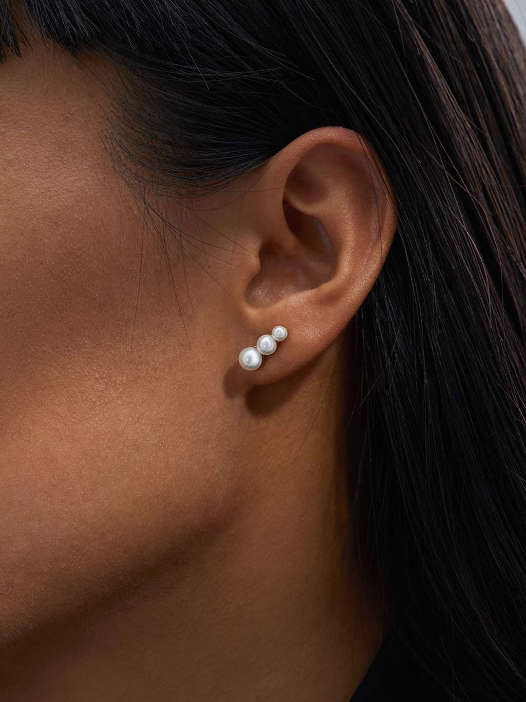 Trio Pearl Ohrringe Gold - Dorose | Wasserfester Schmuck, 18K vergoldet
