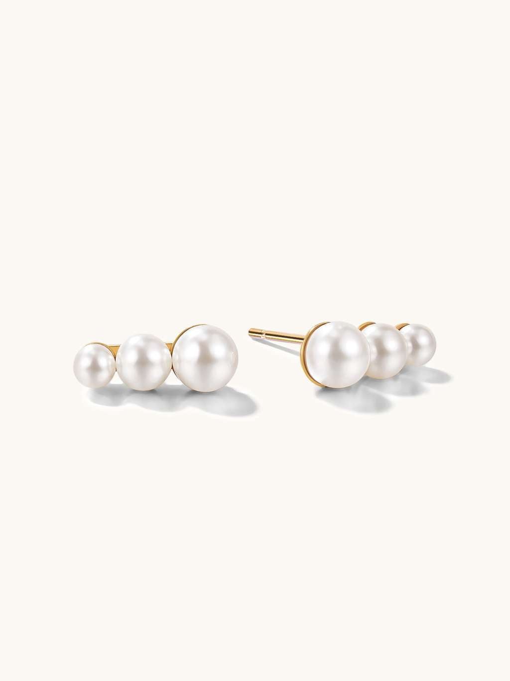 Trio Pearl Ohrringe Gold - Dorose | Wasserfester Schmuck, 18K vergoldet