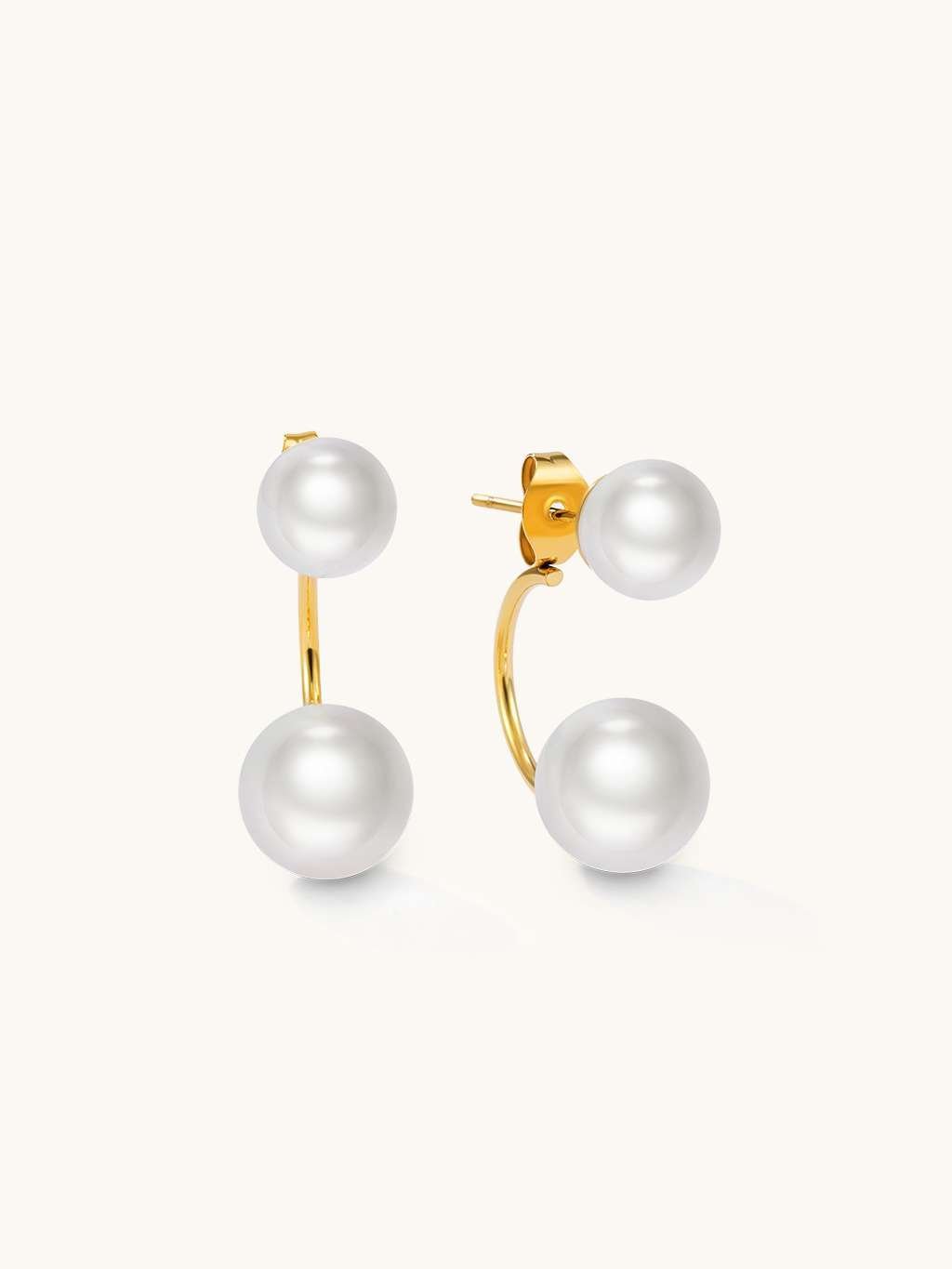 Two Pearl Ohrstecker Gold (New) - Dorose | Wasserfester Schmuck, 18K vergoldet