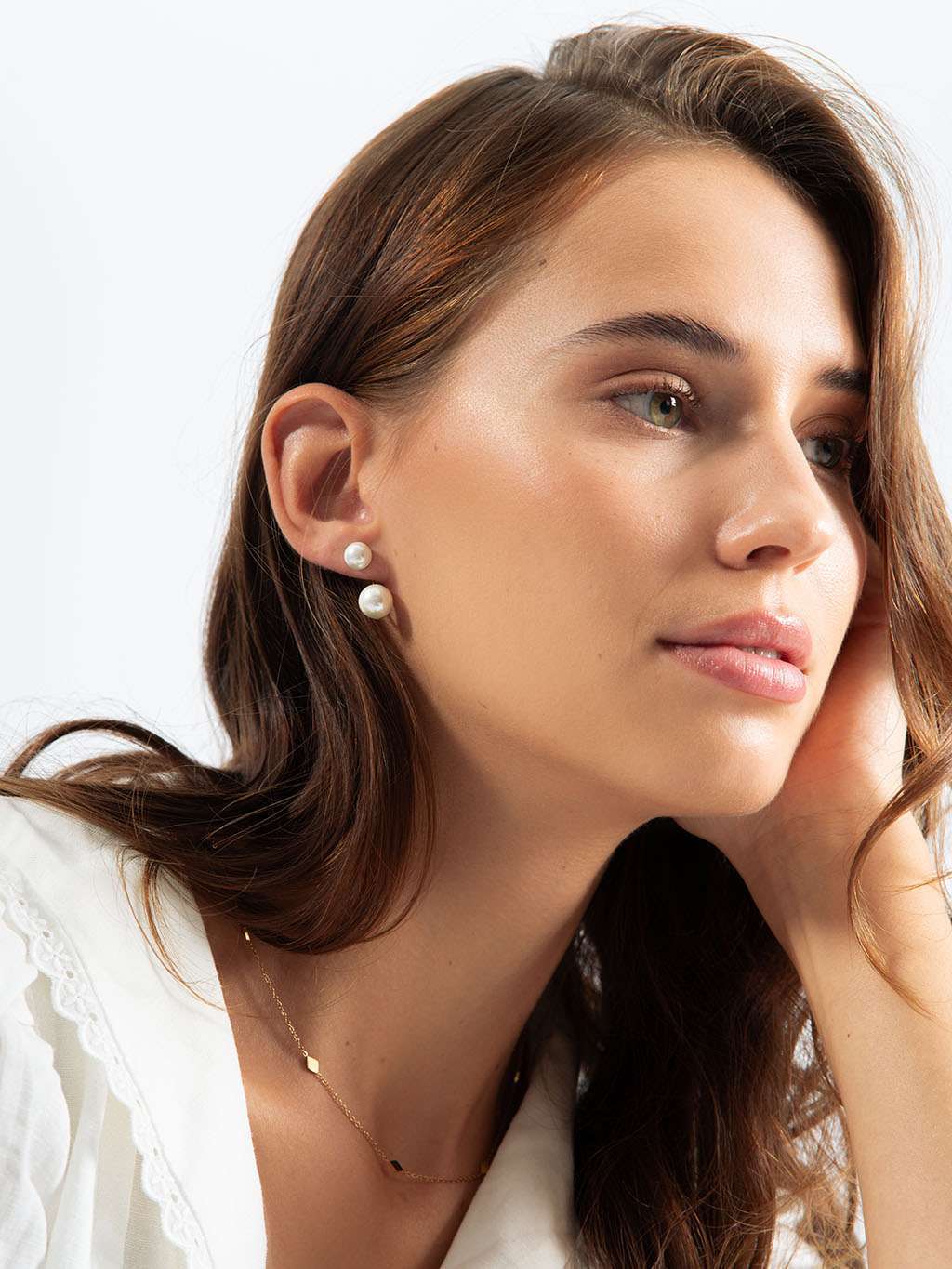 Two Pearl Ohrstecker Gold (New) - Dorose | Wasserfester Schmuck, 18K vergoldet