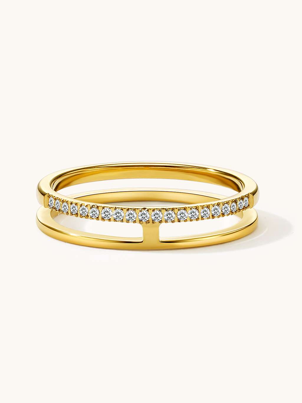 Two Track Ring mit Zirkonia Gold - Dorose | Wasserfester Schmuck, 18K vergoldet