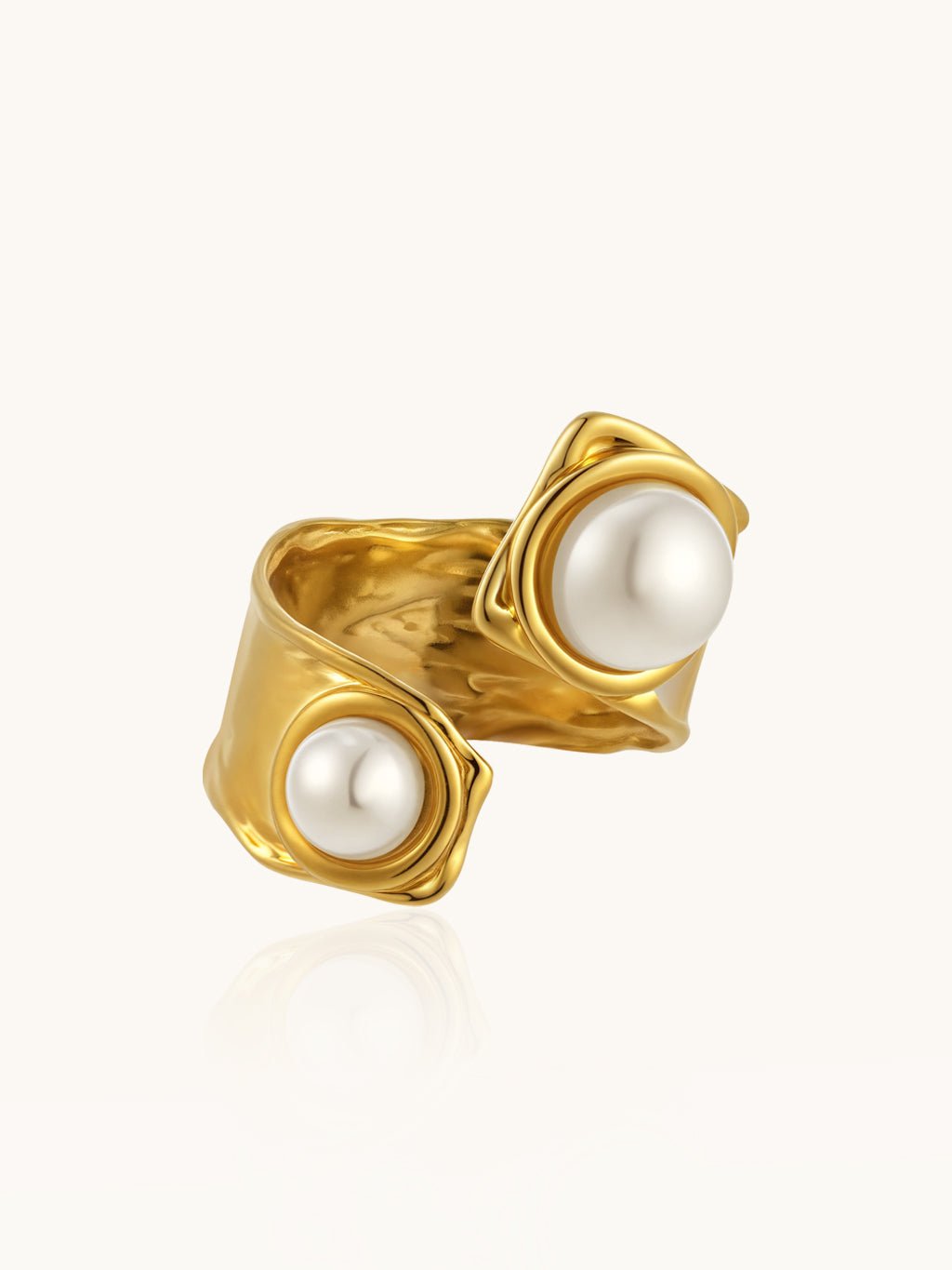 Umarmende Doppelperle Ring Gold - Dorose | Wasserresistent, kein Verfärben