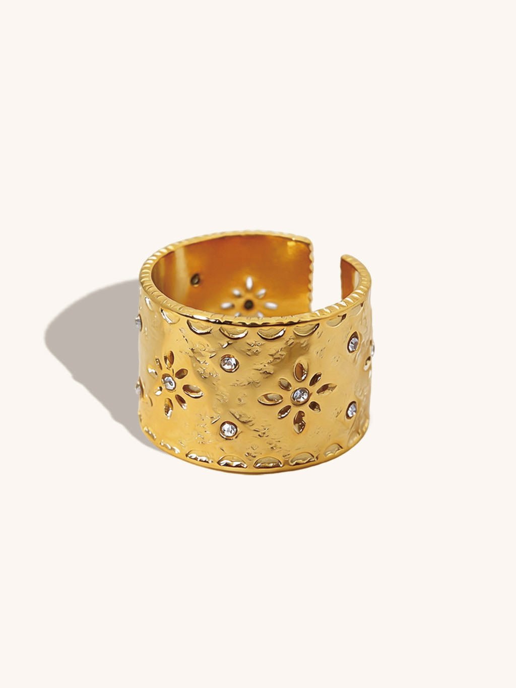 Verzierter Ring mit Zirkonia Gold - Dorose | Wasserresistent, kein Verfärben